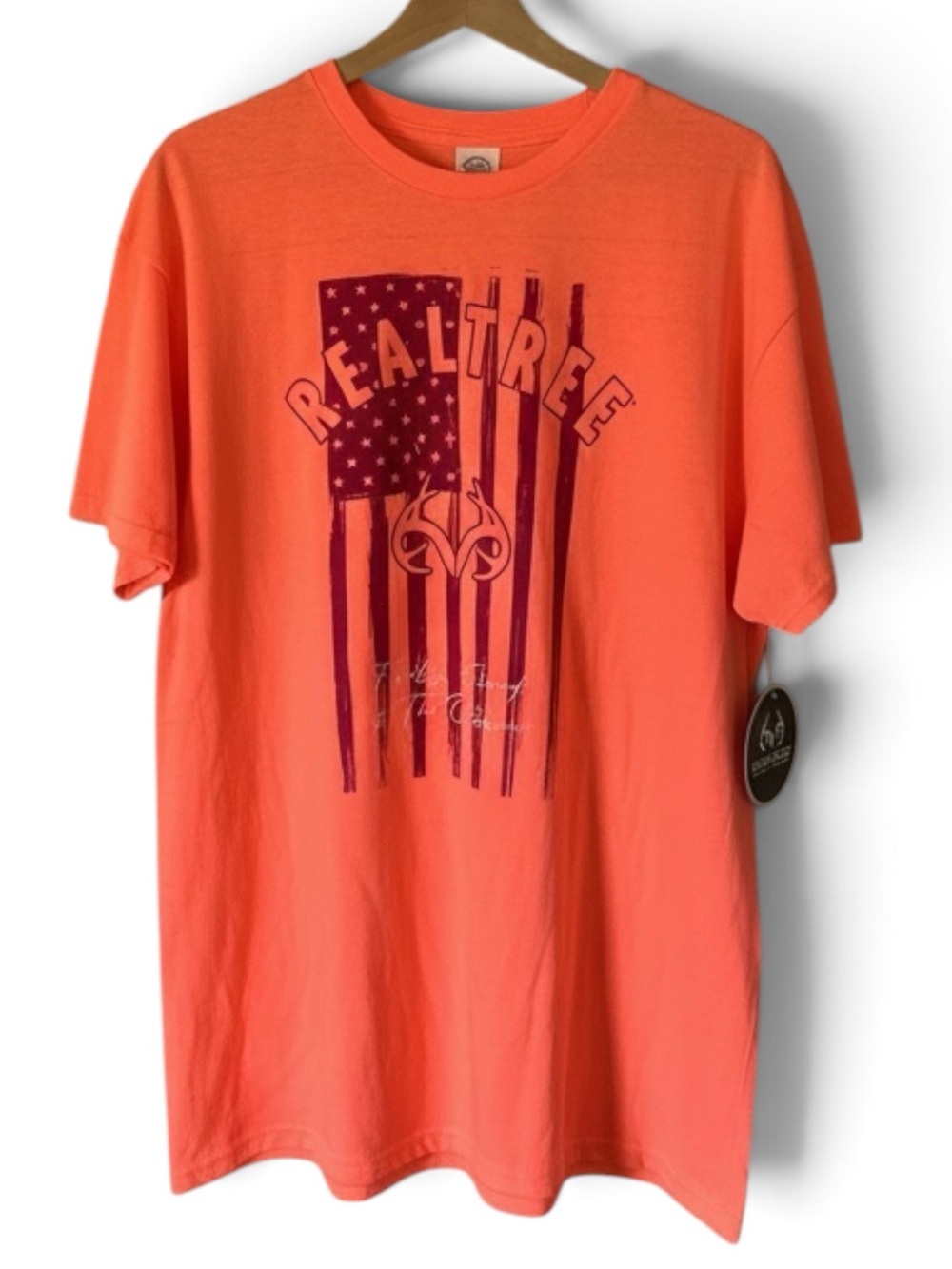 Realtree Men's Neon Orange Graphic T-Shirt- Size XL NWT